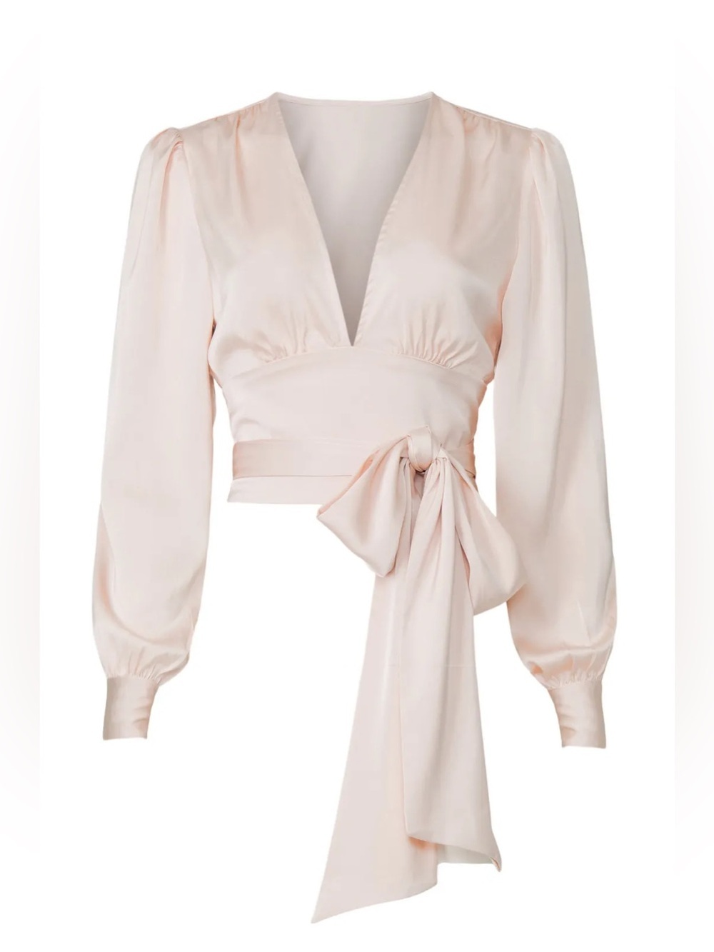 Marissa Webb Collective Silk Wrap Crop Blouse Blush Pink Tie Top Size 4 XS S